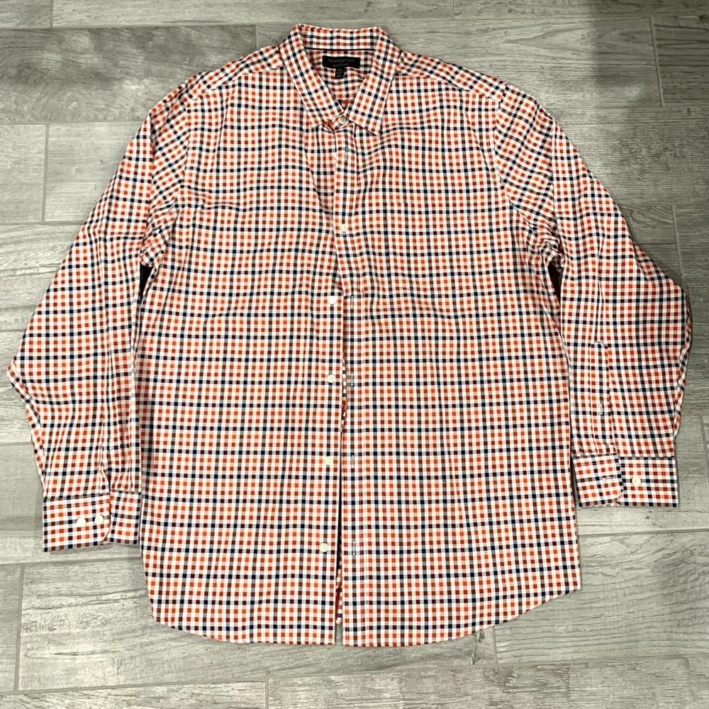 Banana Republic Men’s Button-Up Shirt – Red Gingham – Size XXL